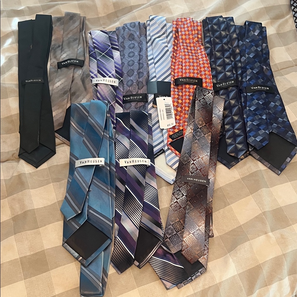 Van Heusen Men's Tie Set - Blue, Gray, Orange